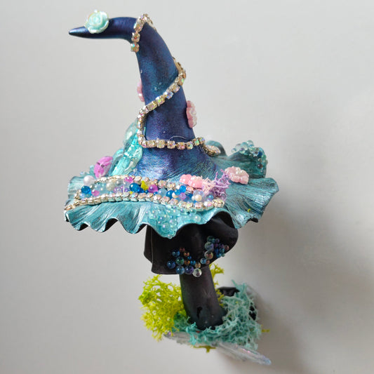 Dark Witchy Mushroom Fridge Magnet | Handmade Enchanted Forest Clay Art