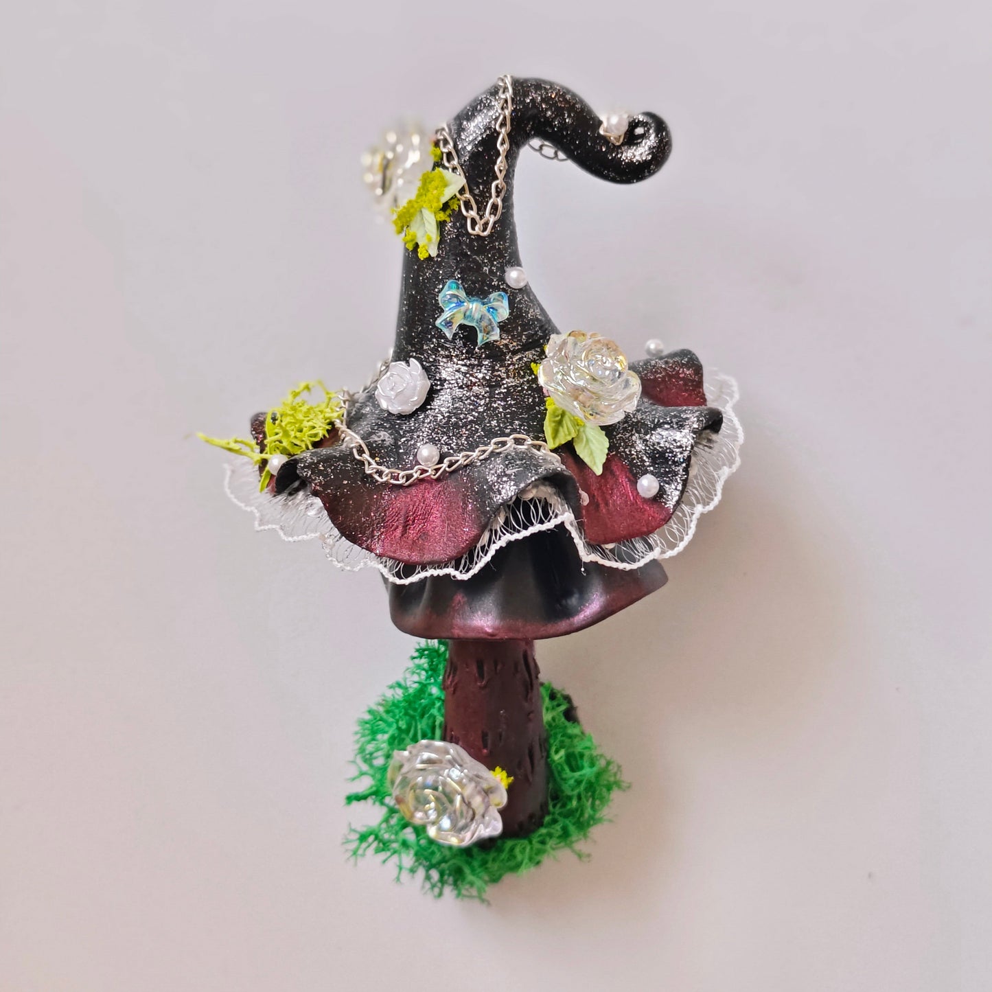 Handmade Witch Hat Mushroom Fridge Magnet | Gothic Fairycore Clay Magnet Gift for Her