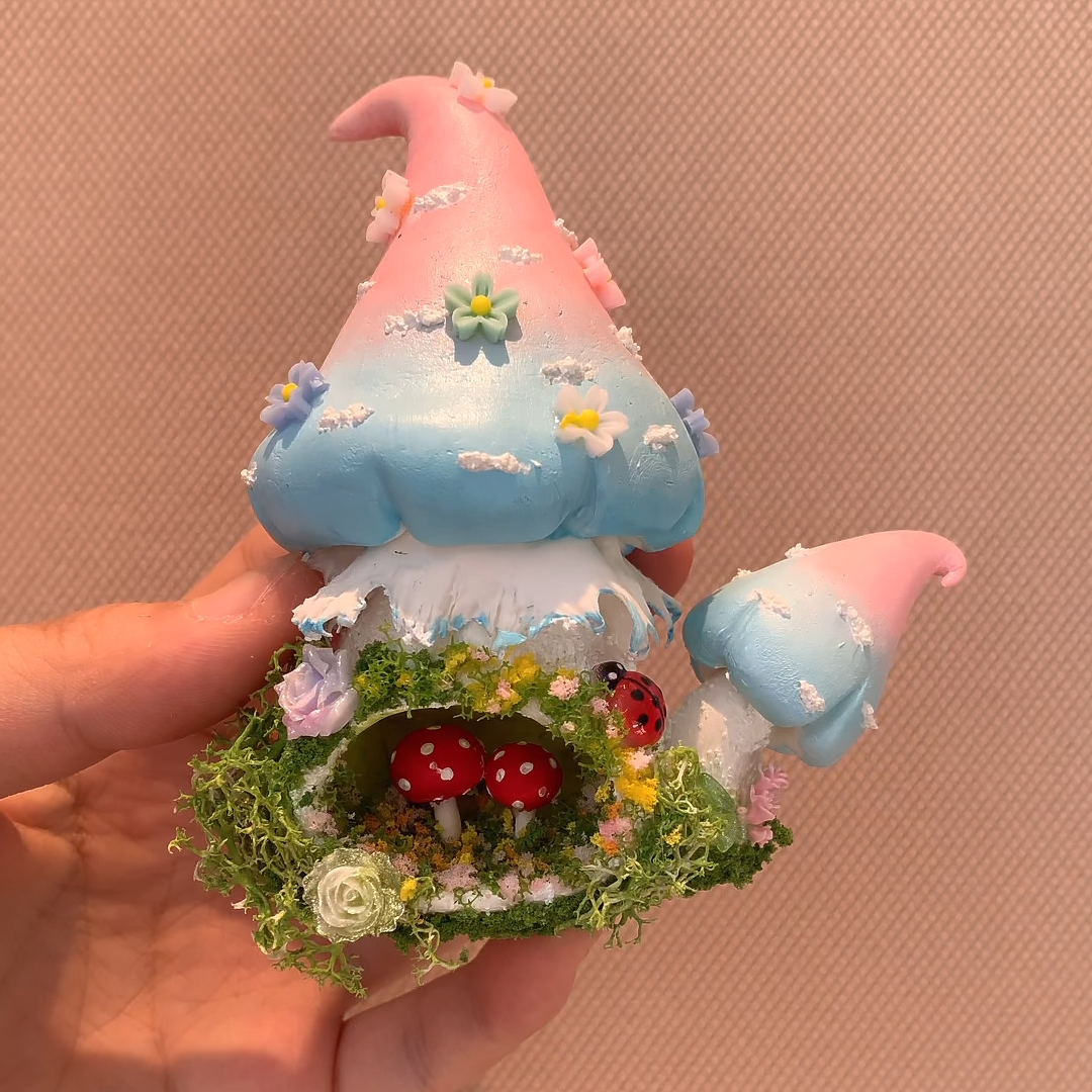 Handcrafted Mushroom House Fridge Magnet