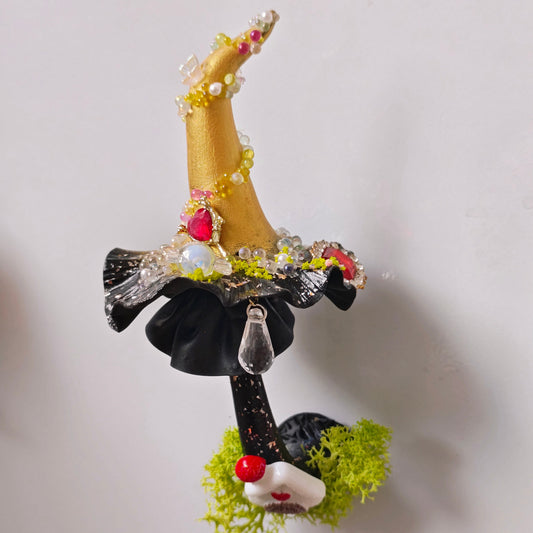 Dark Witchy Mushroom Fridge Magnet | Handmade Enchanted Forest Clay Art