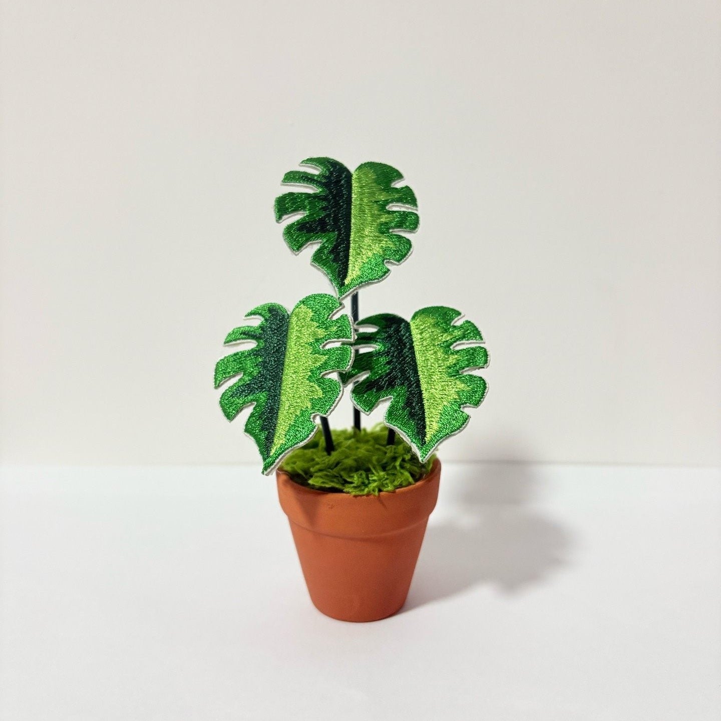 Handcrafted Embroidered Leaf Mini Plant