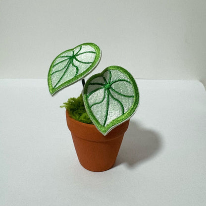 Handcrafted Embroidered Leaf Mini Plant