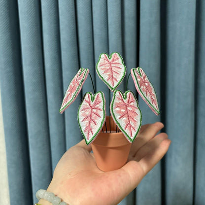 Handcrafted Embroidered Leaf Mini Plant
