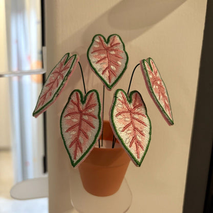Handcrafted Embroidered Leaf Mini Plant