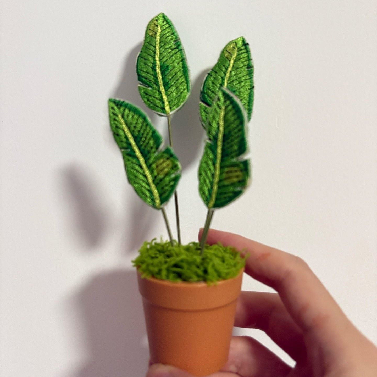 Handcrafted Embroidered Leaf Mini Plant
