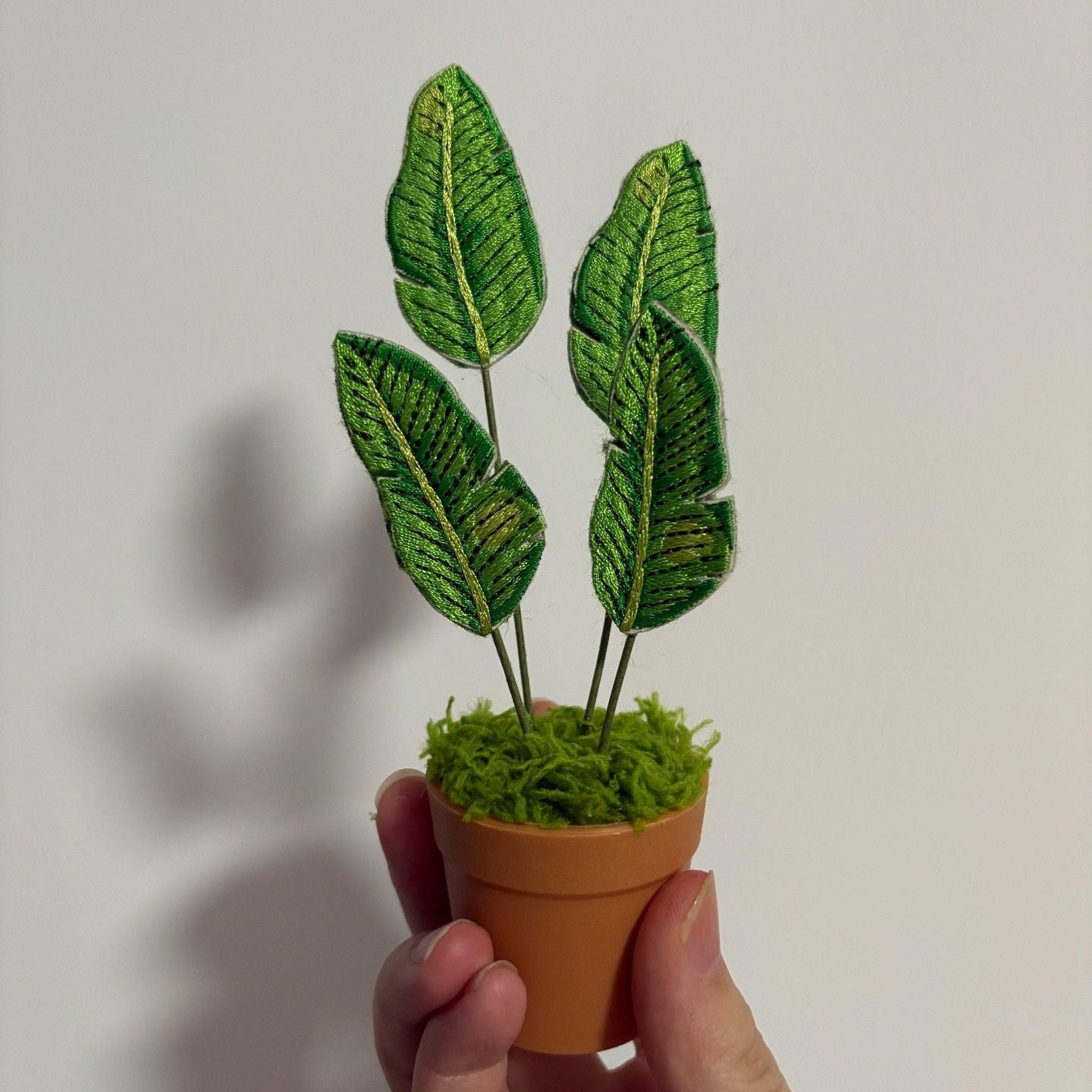 Handcrafted Embroidered Leaf Mini Plant