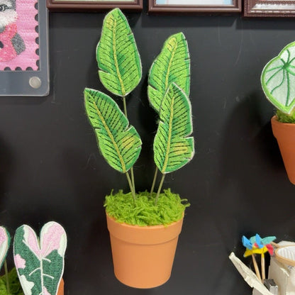 Handcrafted Embroidered Leaf Mini Plant