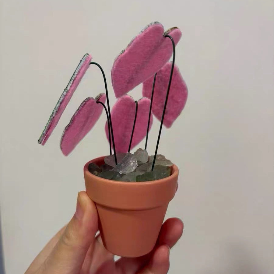 Handcrafted Embroidered Leaf Mini Plant