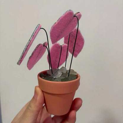 Handcrafted Embroidered Leaf Mini Plant