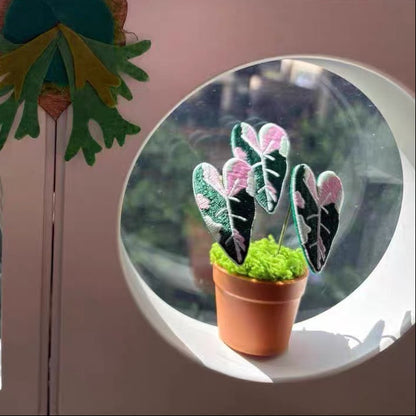Handcrafted Embroidered Leaf Mini Plant