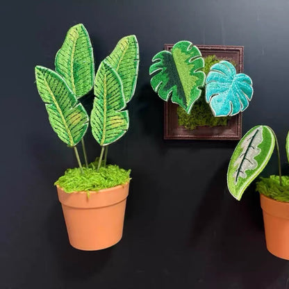 Handcrafted Embroidered Leaf Mini Plant