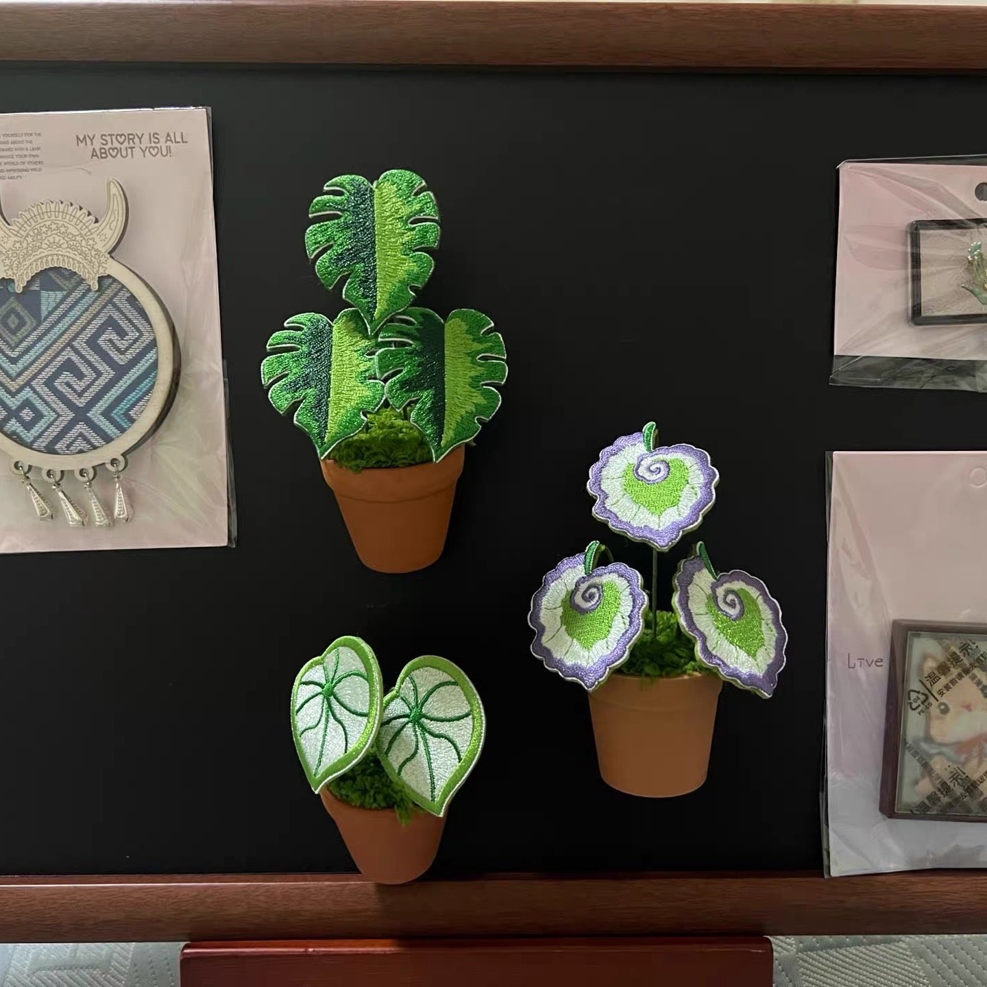 Handcrafted Embroidered Leaf Mini Plant