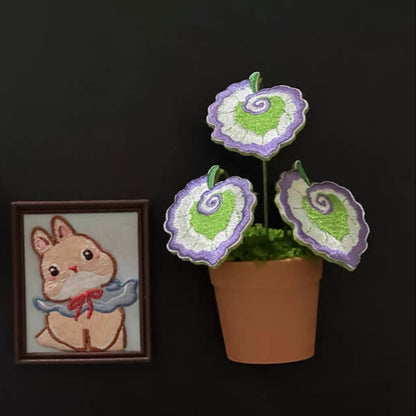 Handcrafted Embroidered Leaf Mini Plant