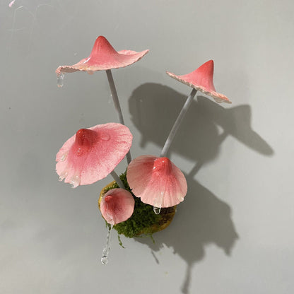 Handmade Mushroom Cluster Fridge Magnet with Multi-Head Design