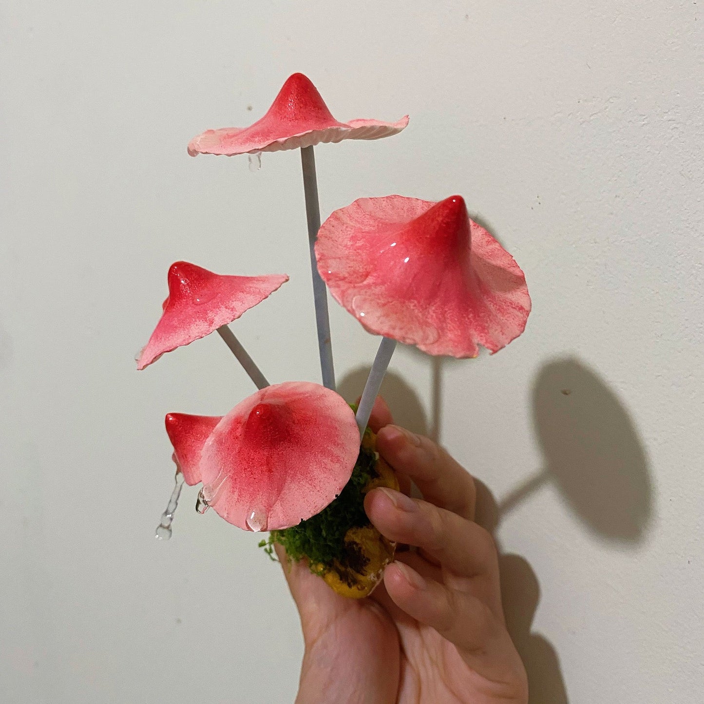 Handmade Mushroom Cluster Fridge Magnet with Multi-Head Design
