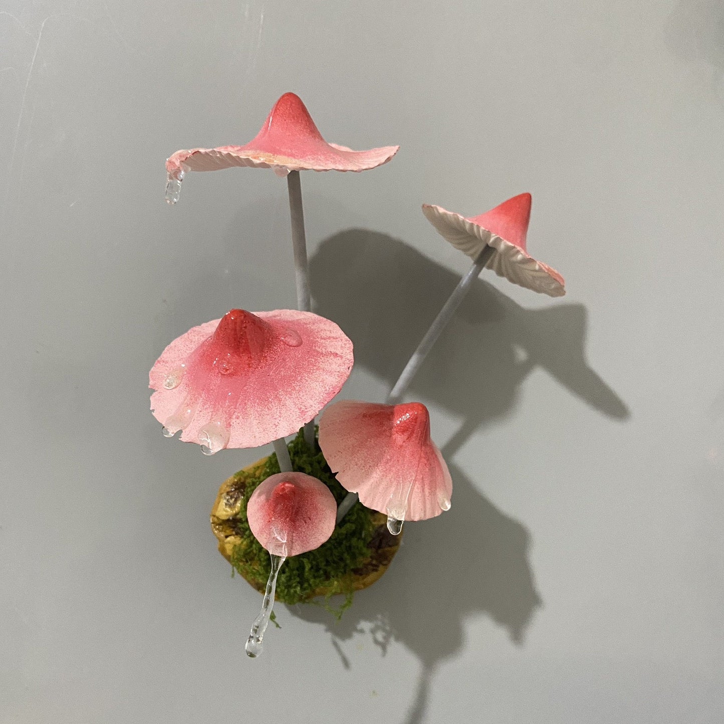 Handmade Mushroom Cluster Fridge Magnet with Multi-Head Design