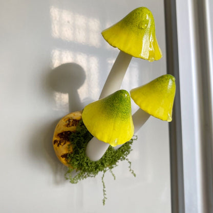Clay Mushroom Cluster Fridge Magnet – Handcrafted Fantasy Decor