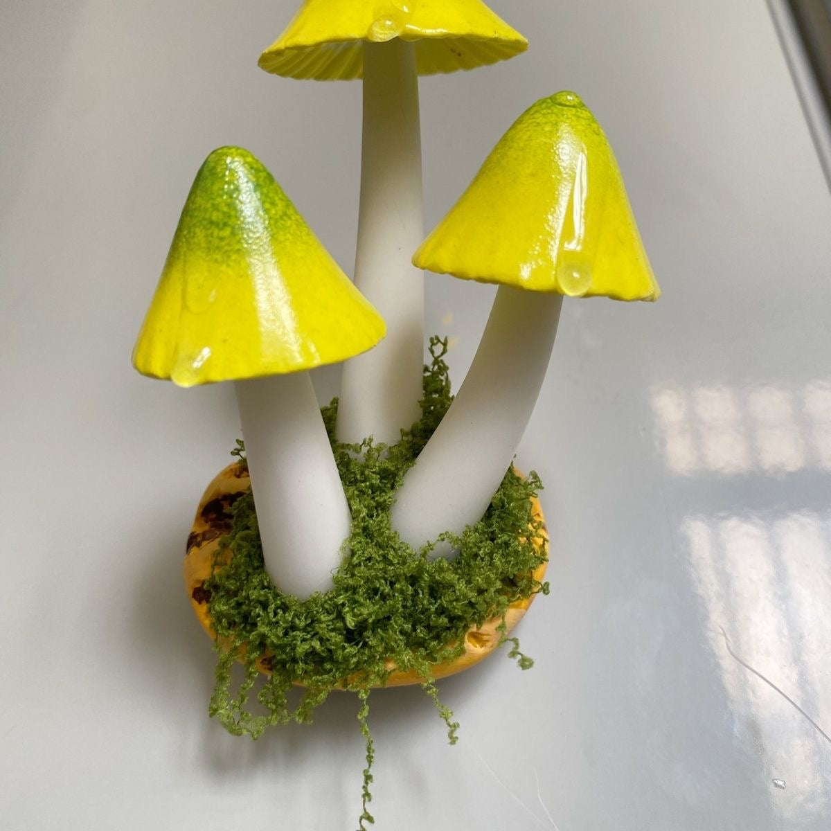 Clay Mushroom Cluster Fridge Magnet – Handcrafted Fantasy Decor