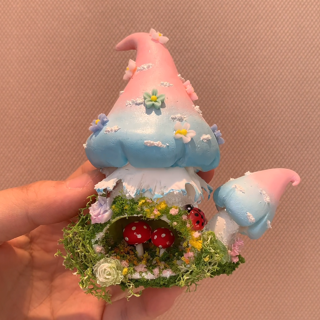 Handcrafted Mushroom House Fridge Magnet