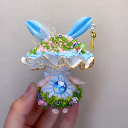 Handcrafted Blue Bunny Ear Fairy Mushroom Fridge Magnet